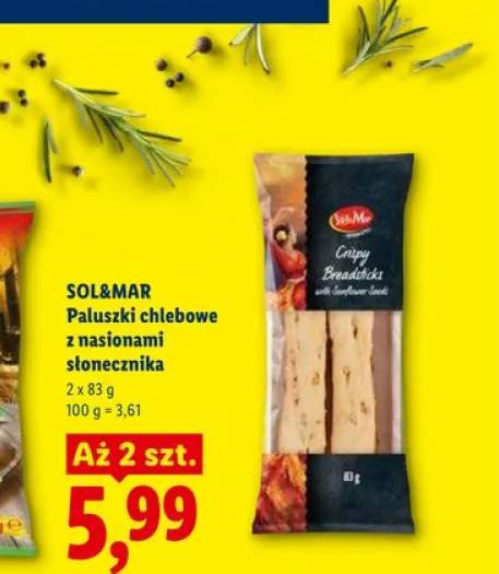 Paluszki chlebowe z nasionami słonecznika SOL&MAR