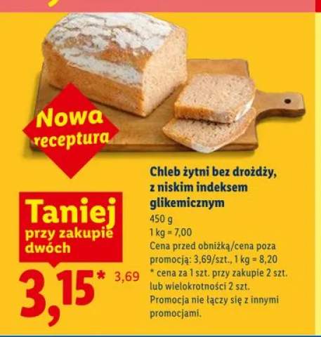 Chleb żytni bez drożdży z niskim indeksem glikemicznym
