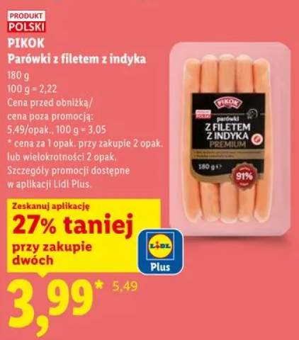 Parówki z filetem z indyka PIKOK