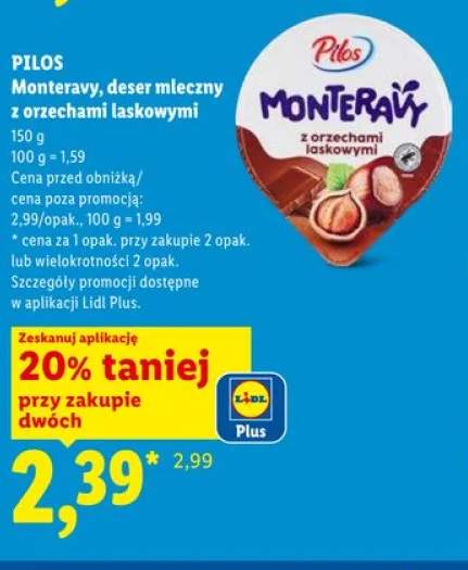 Deser mleczny z orzechami laskowymi Monteravy Pilos
