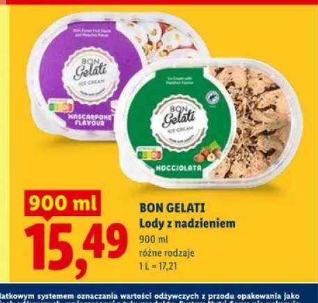 Lody z nadzieniem Nocciolata BON GELATI