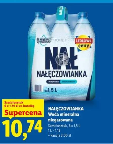 Woda mineralna niegazowana NAŁĘCZOWIANKA 6-pak 1,5l