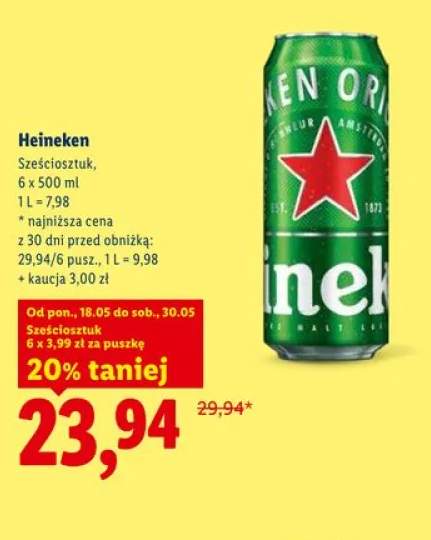 Piwo Heineken 6-pak 500ml