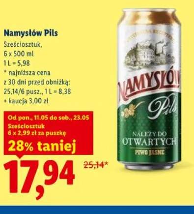 Piwo Namysłów Pils 6-pak 500ml