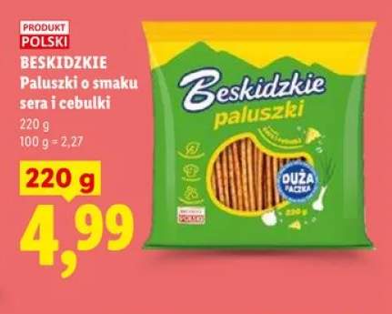 Paluszki o smaku sera i cebulki Beskidzkie