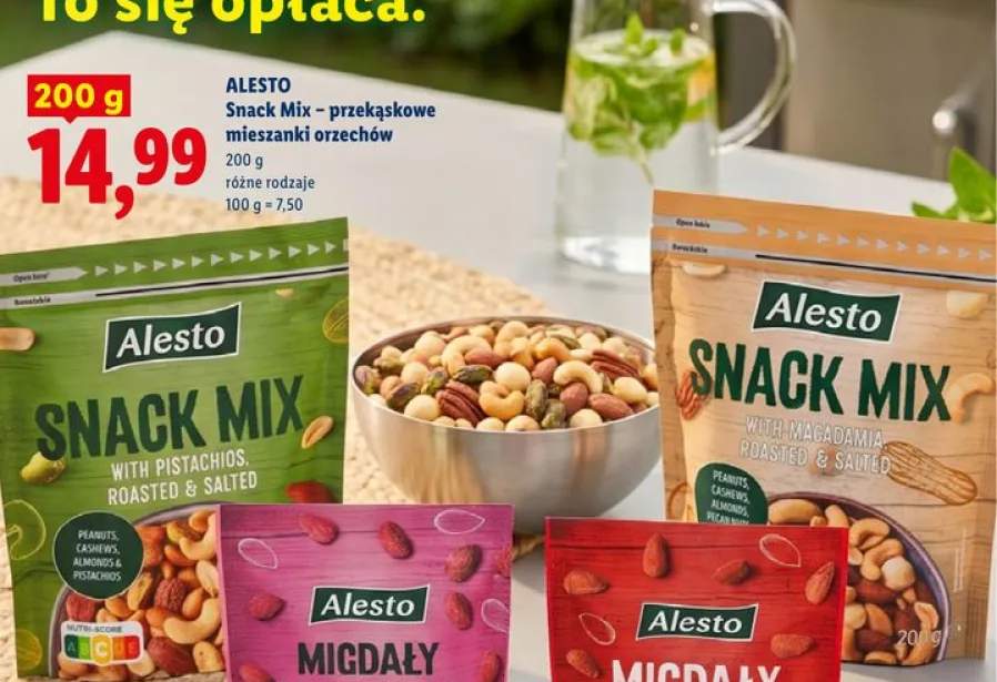 Przekąskowa mieszanka orzechów Snack Mix with macadamia roasted & salted Alesto