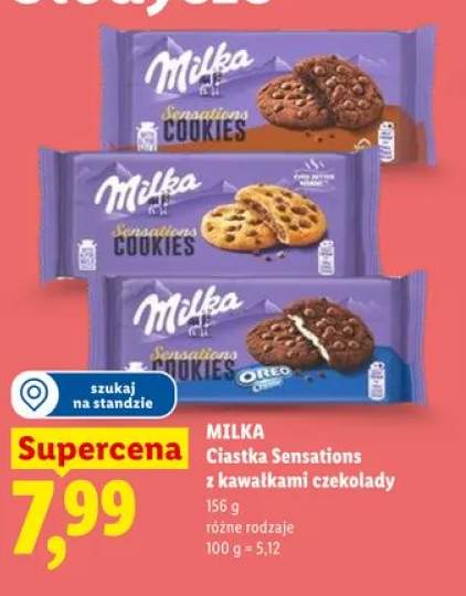 Ciastka Sensations z kawałkami czekolady Milka