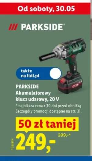 Akumulatorowy klucz udarowy 20V PARKSIDE