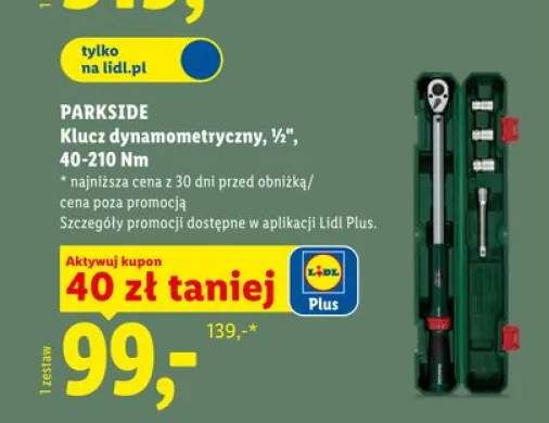 Klucz dynamometryczny 1/2" 40-210Nm PARKSIDE