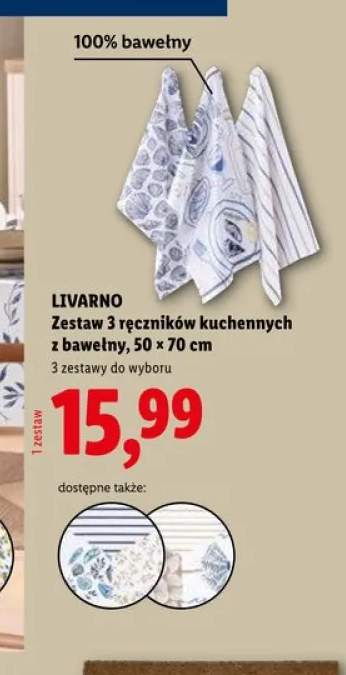 Zestaw 3 ręczników kuchennych z bawełny LIVARNO 100% bawełny 50x70cm