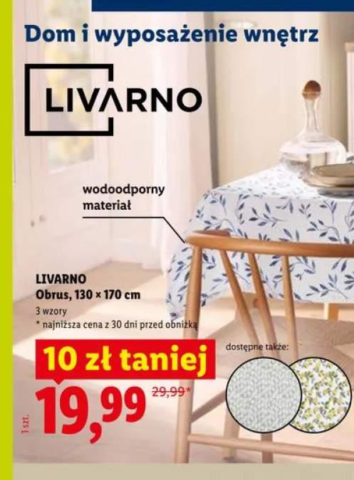 Obrus LIVARNO wodoodporny materiał 130x170cm