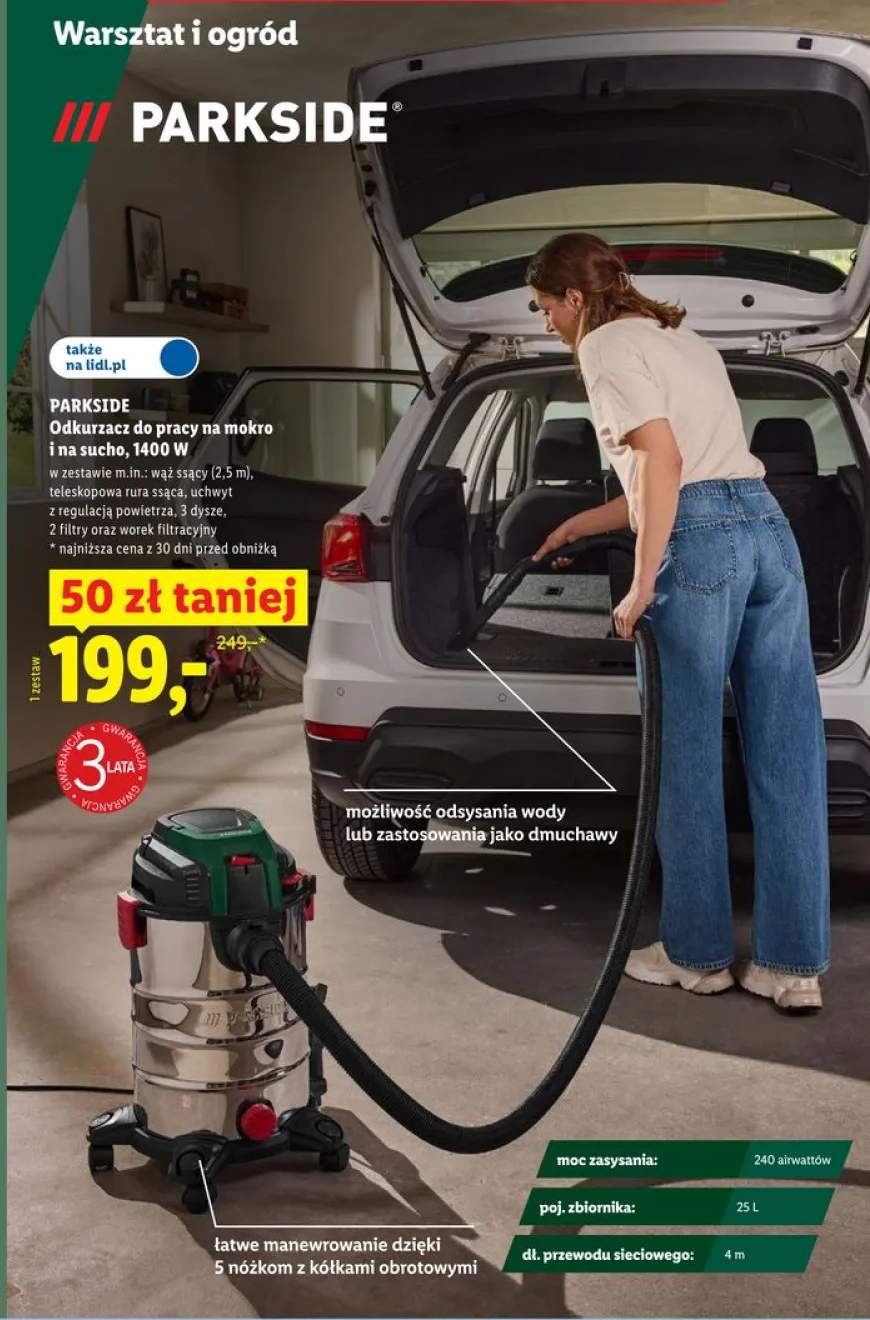 Odkurzacz do pracy na mokro i na sucho PARKSIDE 1400W