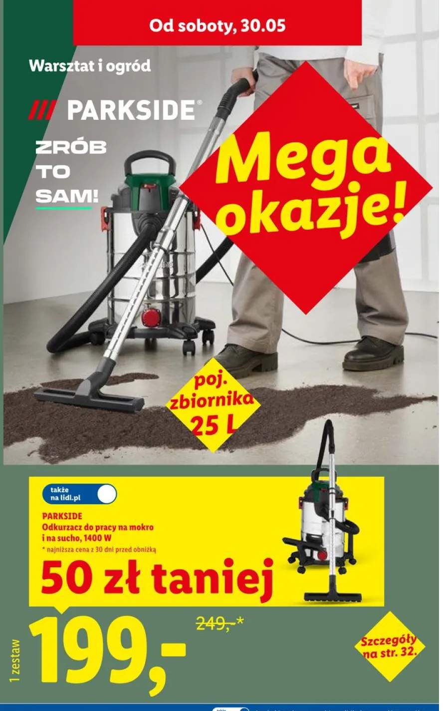 Odkurzacz do pracy na mokro i na sucho PARKSIDE 1400W 25l