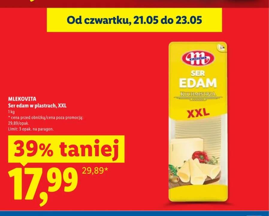 Ser edam w plastrach XXL MLEKOVITA