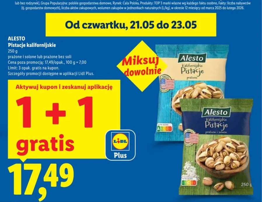 Pistacje kalifornijskie prażone i solone ALESTO