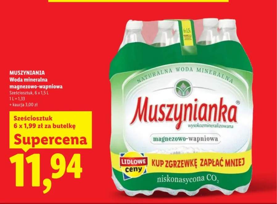 Woda mineralna magnezowo-wapniowa Muszynianka 6-pak 1,5l