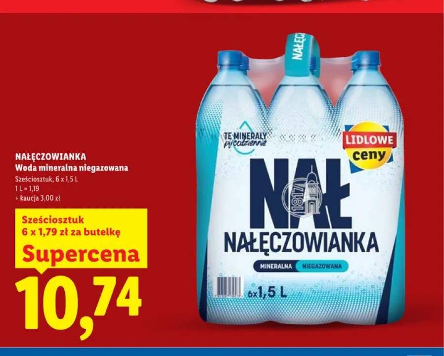 Woda mineralna niegazowana Nałęczowianka 6-pak 1,5l