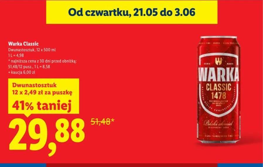 Piwo Warka Classic 12-pak 500ml