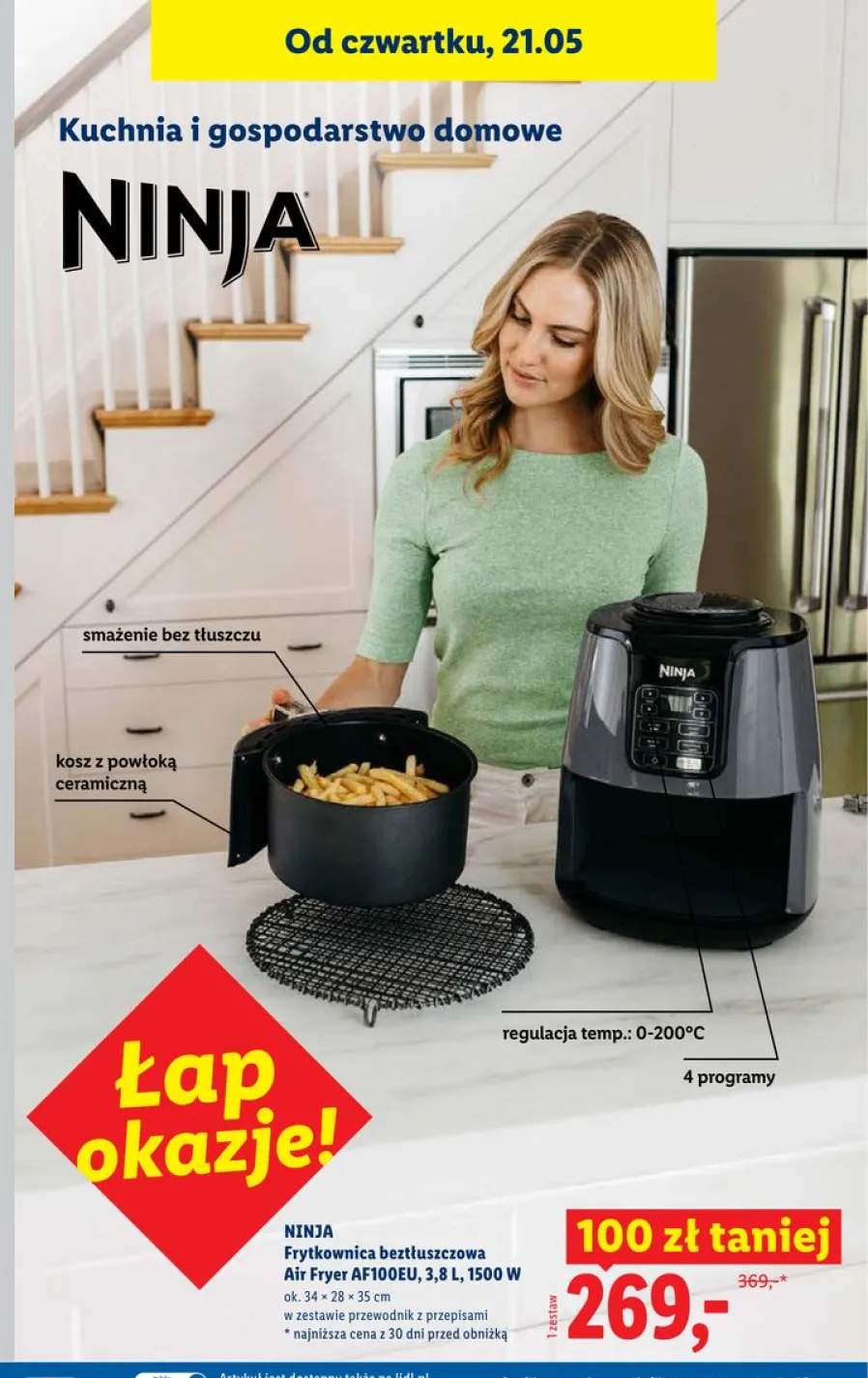 Frytkownica beztłuszczowa NINJA Air Fryer AF100EU 3,8l 1500W