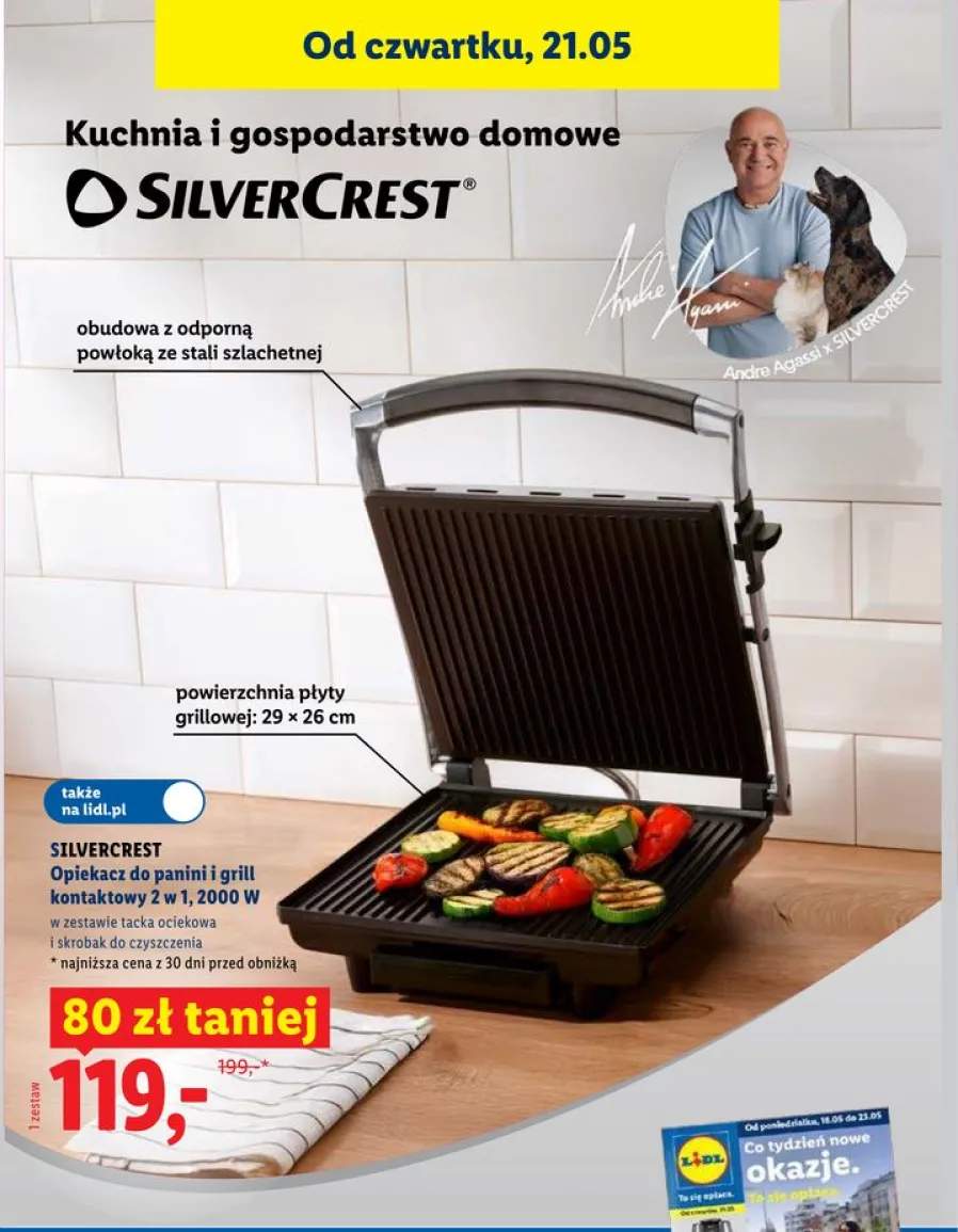 Opiekacz do panini i grill kontaktowy 2 w 1 SILVERCREST 2000W 29x26cm