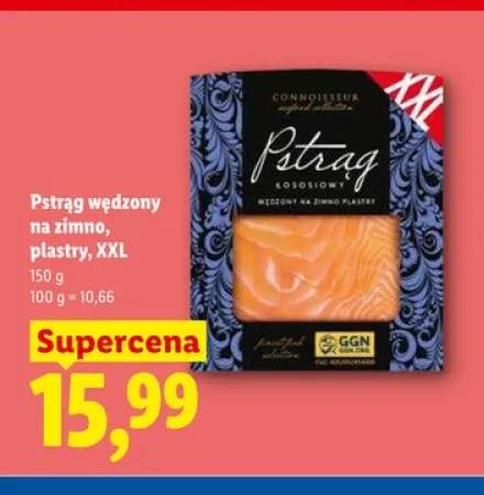 Pstrąg łososiowy wędzony na zimno plastry XXL CONNOISSEUR