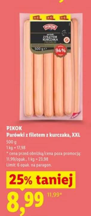 Parówki z filetem z kurczaka XXL PIKOK