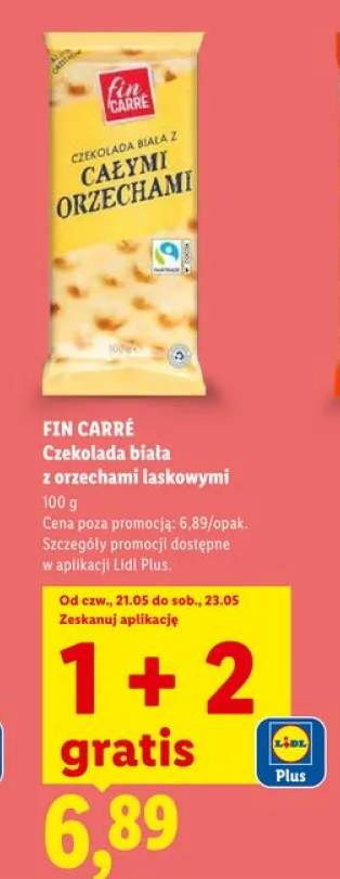 Czekolada biała z orzechami laskowymi FIN CARRÉ