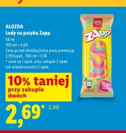 Lody na patyku Zapp Algida