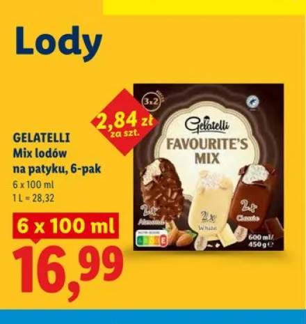 Mix lodów na patyku Gelatelli 6-pak 100ml