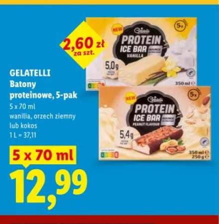 Batony proteinowe wanilia Gelatelli 5-pak 70ml