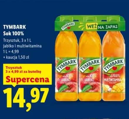 Sok 100% TYMBARK jabłko i multiwitamina 3-pak 1l