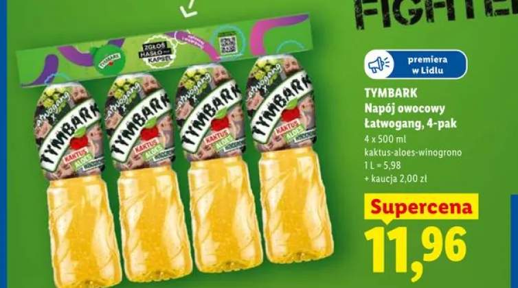 Napój owocowy Łatwogang kaktus-aloes-winogrono Tymbark 4-pak 500ml