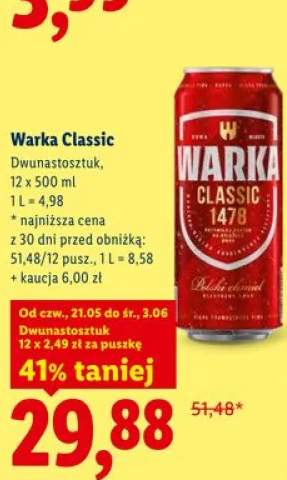 Piwo Warka Classic 12-pak 500ml