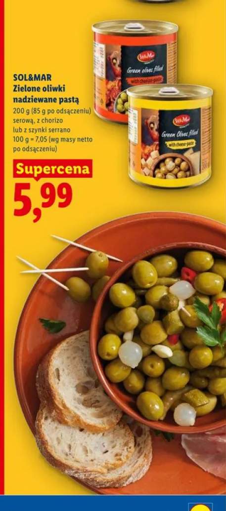 Zielone oliwki nadziewane pastą SOL&MAR