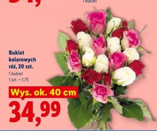 Bukiet kolorowych róż wys. ok. 40cm