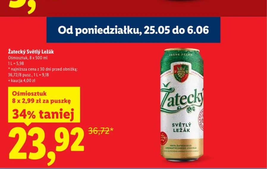 Piwo Žatecký Světlý Ležák 8-pak 500ml