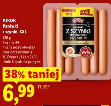 Parówki z szynki PIKOK XXL