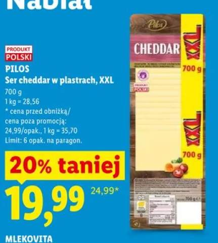 Ser cheddar w plastrach XXL Pilos