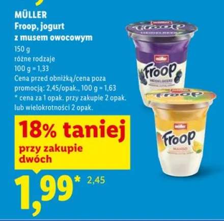 Jogurt z musem owocowym Müller Froop Heidelbeere