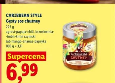 Gęsty sos chutney Caribbean Style brzoskwinia-imbir-kmin rzymski
