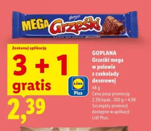 Wafelek Grześki mega w polewie z czekolady deserowej Goplana