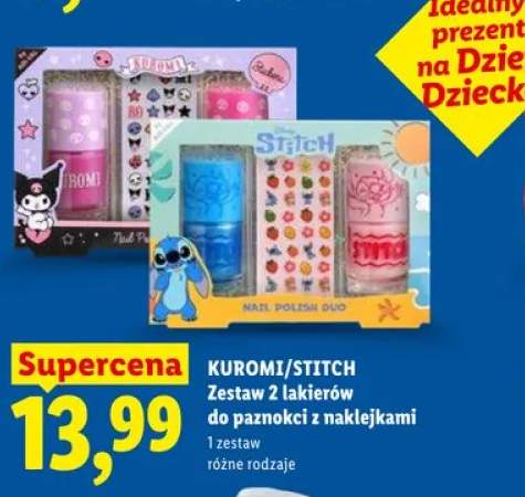 Zestaw 2 lakierów do paznokci z naklejkami Stitch
