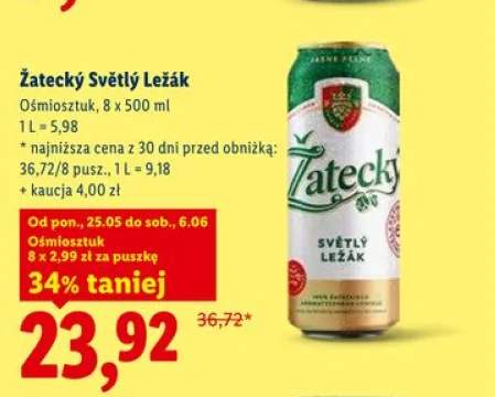 Piwo Žatecký Světlý Ležák 8-pak 500ml