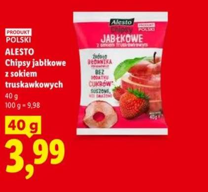 Chipsy jabłkowe z sokiem truskawkowym Alesto