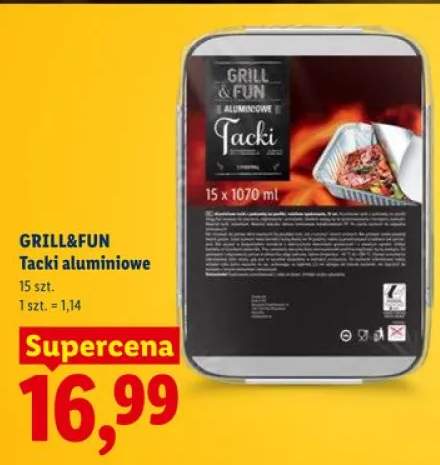 Tacki aluminiowe GRILL&FUN 15-pak 1070ml