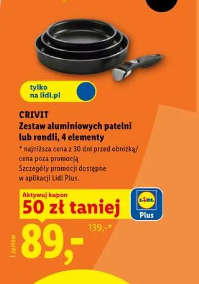 Zestaw aluminiowych rondli 4 elementy CRIVIT