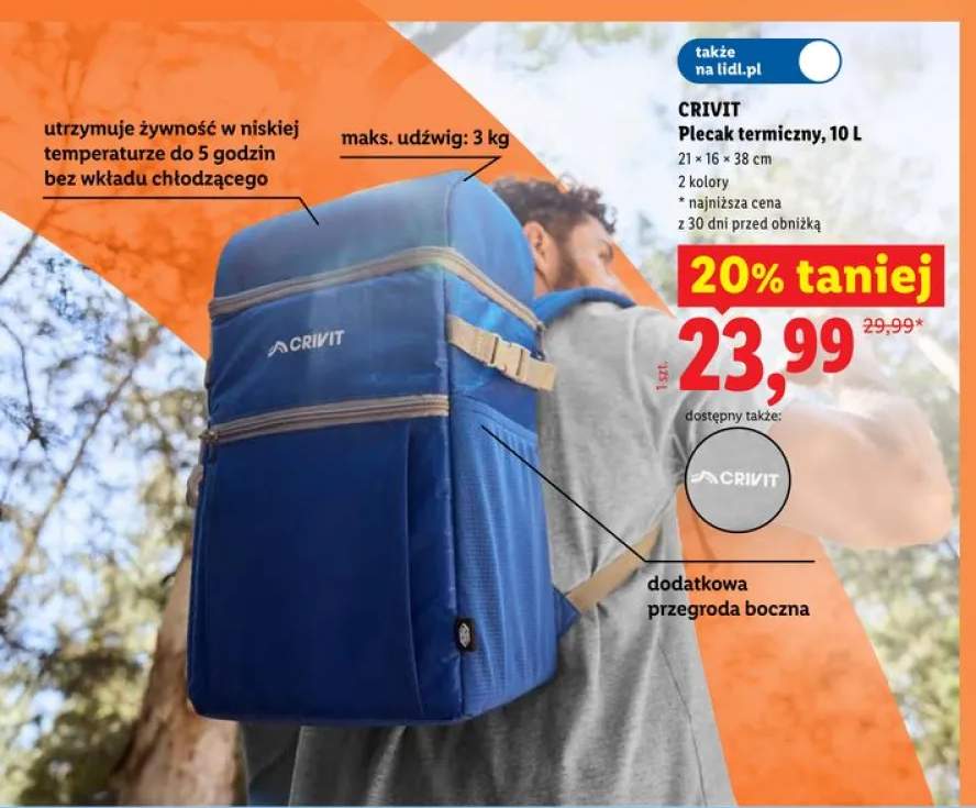 Plecak termiczny CRIVIT 10l 21x16x38cm