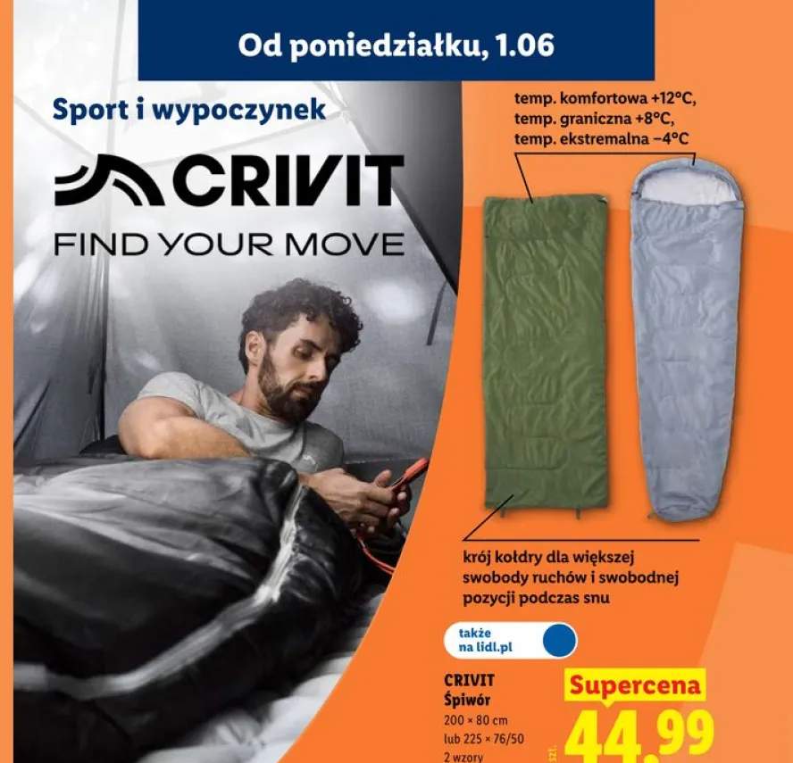 Śpiwór CRIVIT 200x80cm