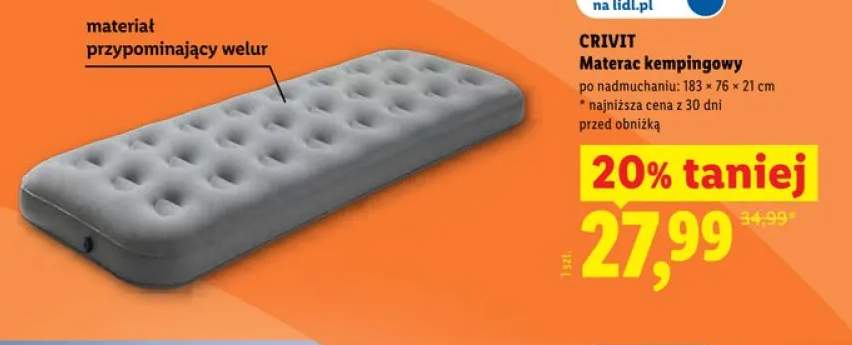 Materac kempingowy CRIVIT 183x76x21cm