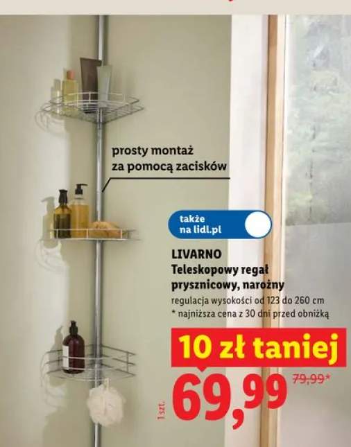 Teleskopowy regał prysznicowy narożny LIVARNO